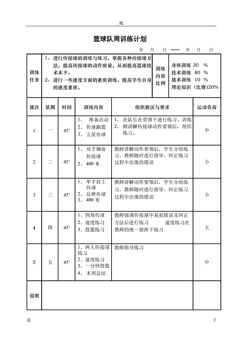 初中篮球校队训练计划表图片大全