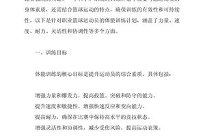 运动训练篮球训练计划
